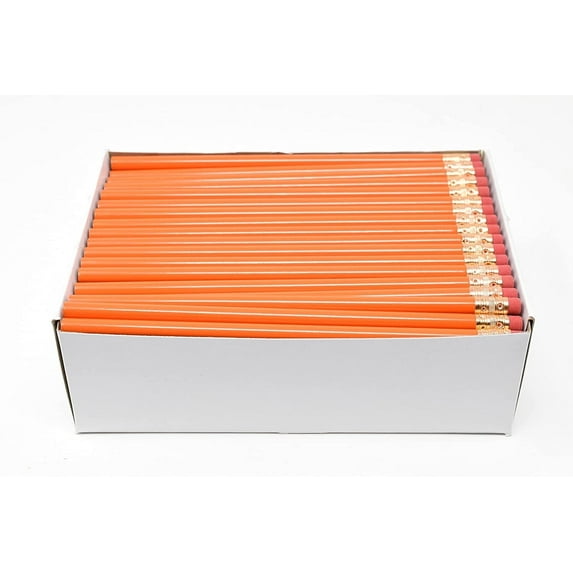 Pencil Guy Blank Round Pencils Orange, Pack of 500 Wood Pencils