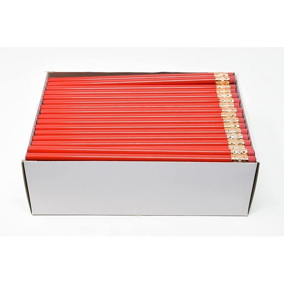 Pencil Guy Blank Round Pencils #2 HB Woodcase Red Pack of 144 Bulk School Office Classroom Writing Supplies