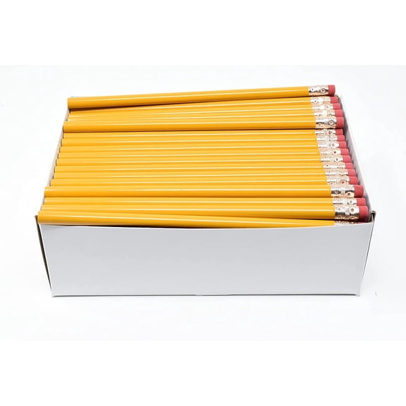 Pencil Guy Blank Round Pencils Bus Yellow #2 HB Woodcase Pack of 500 Bulk
