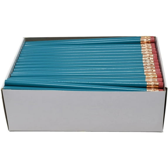 Pencil Guy Blank Round Pencils Teal, Pack of 500 Wood Pencils