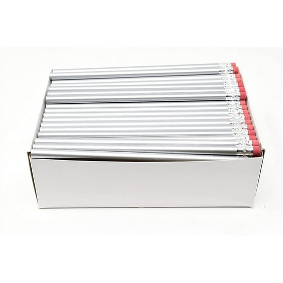 Pencil Guy Blank Round Pencils #2 HB Woodcase White Pack of 144 Bulk School Office Classroom Writing Supplies