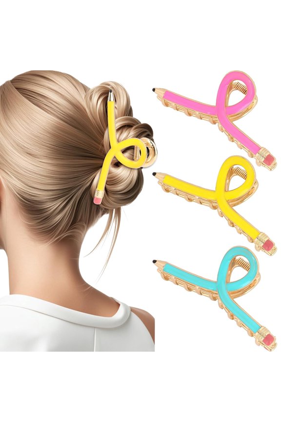Pencil Hair Claw Clips for Women Thick Hair Funny Back to School Hair Clips for Thin Hair Jaw Barrettes Cute Teacher Hair Accessories Teacher Appreciation Gift Party Costume Christmas