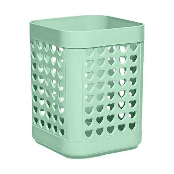 Pencil Holder, Hollow Heart Design Pen Holders, Pen Holder, Multi-Functional Desk Pencil Cups, Pen Holder for Desk, Heart-Shaped Cutout Pencil Cups , Desk Storage Containers,3.93×3.03 in,Green