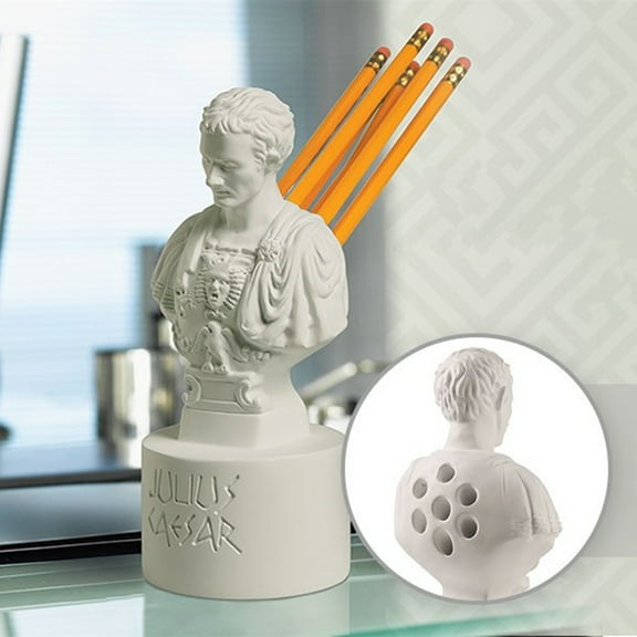 Pencil Holder Office Decor, Julius Caesar Bust Statue Pen Holder for Desk Organizers Accessories for Desk Office Decoration Accessoris Pencil Holder Stationery Organizer