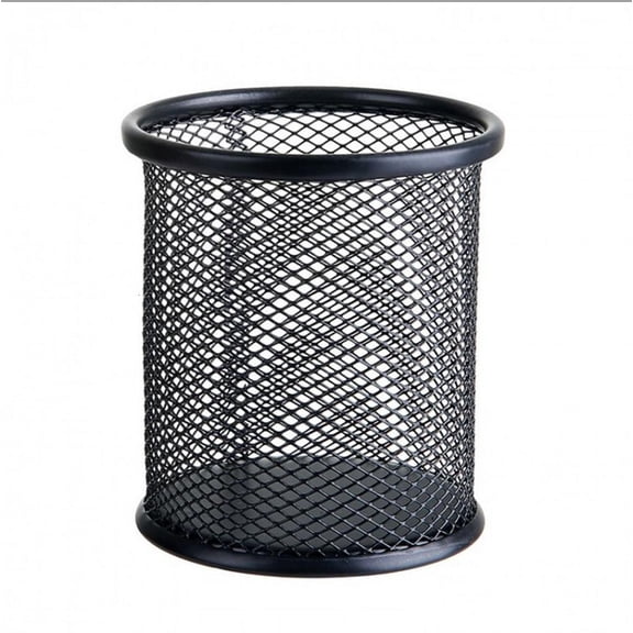 Pencil Holder Office Desk Metal Mesh Round Pen Pot Case Stationery Container