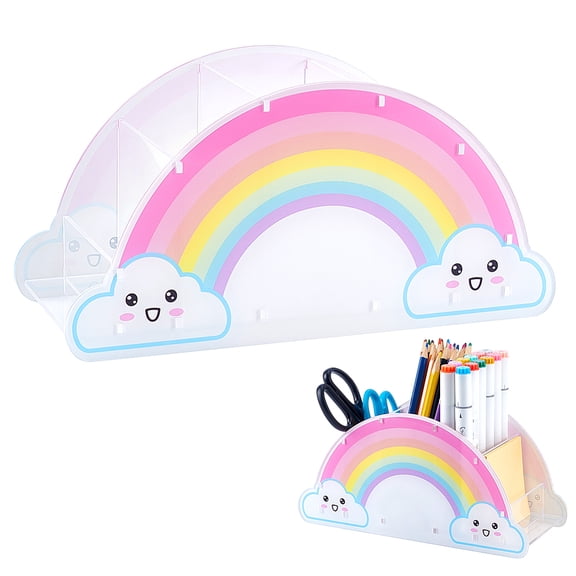Pencil Holder for Desk Rainbow Acrylic Pen Holder Art Stationery Supplies Organizer Crayon Holder Rainbow Desk Organizer