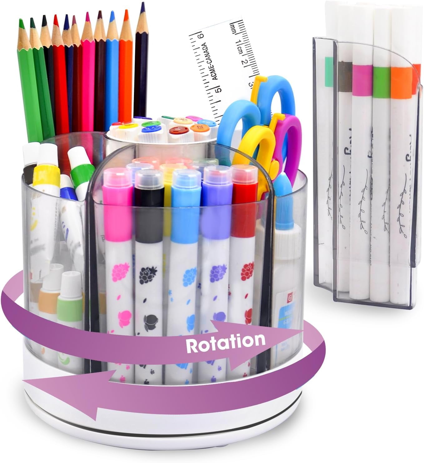 Pencil Holders & Pen Holders for Desk 6 Slots 360 Degree Rotating Desk