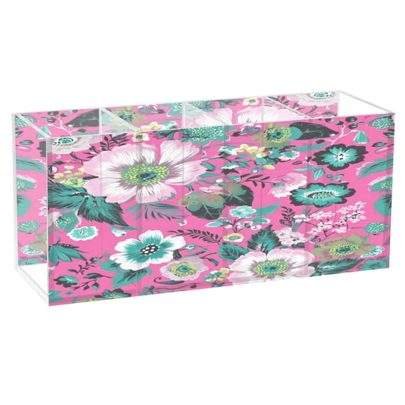Mint Green Samba Clear Acrylic Pen Holder with 4 Compartments, Desktop Storage Organizer for Stationery, Makeup Brushes and Small Supplies
