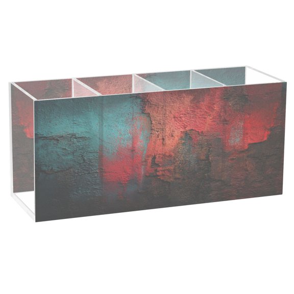 Wall Clear Acrylic Pen Holder with 4 Compartments, Desktop Storage Organizer for Stationery, Makeup Brushes and Small Supplies