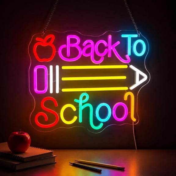 Pencil LED Neon Sign for Classroom  to School Wall Decoration 9 Levels Dimmable Light up Sign LED Lamp for  of School  Study Area Library Wall Art Backdrop, 13.78 x 11.42 in