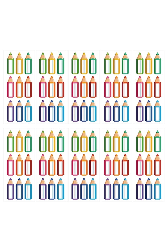 Name Tag Stickers, 10 Pcs Pencil Shaped Self-Adhesive Labels, Colorful Border Nametags, Personalized Stickers for Office, Home and School Supplies Marking,Red