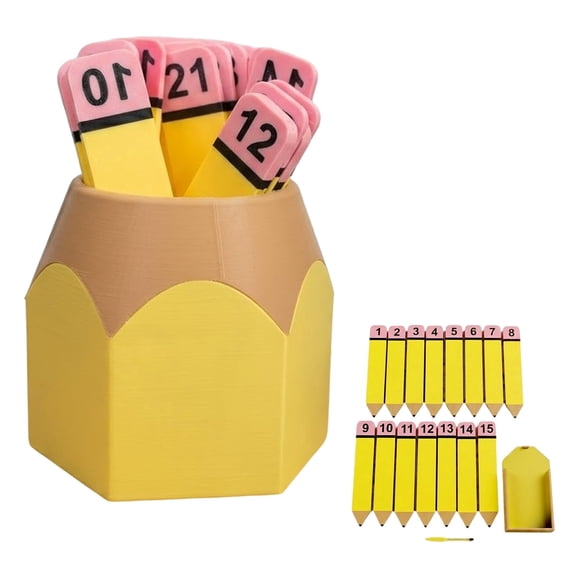 Pencil Number Counting Set, Reusable Classroom Organization and Sequencing Board, Crayon Number Matching Set 1-30, for Math Manipulative, Draw Numbers and Supply (Yellow)