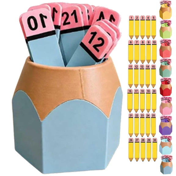 Pencil Number Counting Set, Reusable Classroom Organization and Sequencing Board, Crayon Number Matching Set 1-30, for Math Manipulative, Draw Numbers and Supply