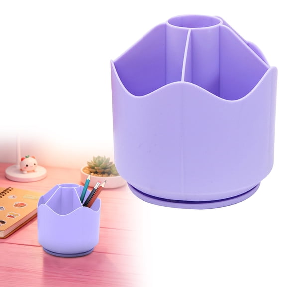 Pencil Pen Holder for Desk, 6 Slots Rotating Pen Holder for Desk, Cute Desk Pencil Holder Cup for Home Office, Makeup Brush Holder Organizer, Desktop Storage Stationery Supplies Organizer