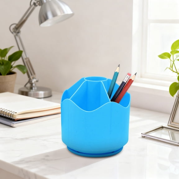 Pencil Pen Holder for Desk, 6 Slots Rotating Pen Holder for Desk, Cute Desk Pencil Holder Cup for Home Office, Makeup Brush Holder Organizer, Desktop Storage Stationery Supplies Organizer