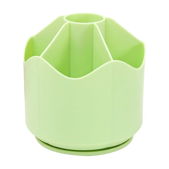 Pencil Pen Holder on Rotating Table, 6-Compartment Pencil Pen Holder for Desk, Desktop Storage Box Caddy, Crayon Marker Organizer, Pencil Cup Pot for Office, Home, and Art Supply,Light Pink,One Size