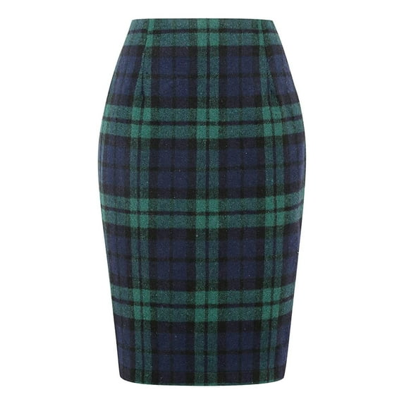 Pencil Plaid Skirts for Swim Skirts for Women Fall Winter High Belly Dance Skirt Waisted Bodycon Knee Length Silk Skirt Wool Midi Skirt with Sexy Skirts Slit