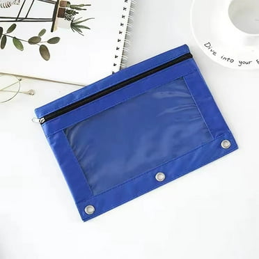 Pencil Pouch for 3 Ring Binder, Binder Pencil Case with Smooth Zipper, Clear Window Pencil Case for Binder, Big Capacity 3 Ring Binder Pencil Bag with 3 Reinforced Grommets