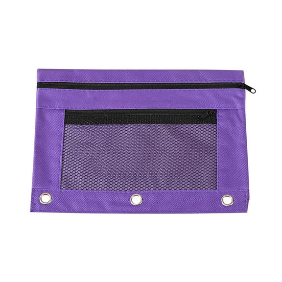 Pencil Pouch for 3 Ring Binder, Binder Pencil Case with Smooth Zipper, Clear Window Pencil Case for Binder,Big Capacity 3 Ring Binder Pencil Bag with 3 Reinforced Grommets