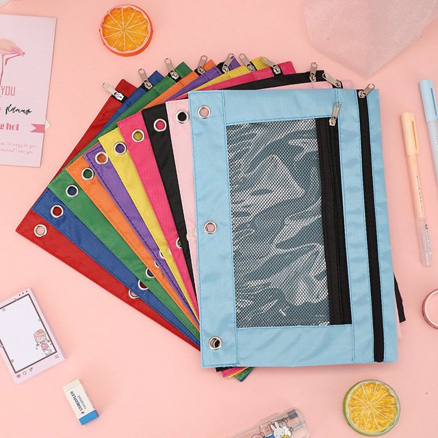 Pencil Pouch for 3 Ring Binder Colorful Binder Pencil Pouch with Zipper