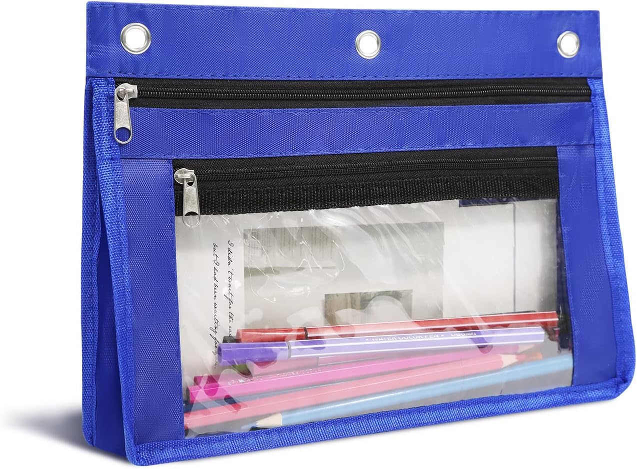 Pencil Pouch for 3 Ring Binder, Expandable Binder Pouches with Zipper