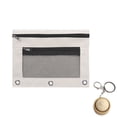 thumbnail image 1 of Pencil Pouch for 3 Ring Binder, Heavy Duty Canvas Dual Zipper Pen Bag with Clear Window, Smooth Metal Zipper, Fit Standard 3-Ring Binders for Office Travel Supplies (Gray), 1 of 6