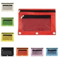 thumbnail image 1 of Pencil Pouch, 3-Ring Binder Pencil Case with Mesh Window, 10x7 Inch Dual Zipper Pouch for Class Office Supplies, Red, 1 of 11