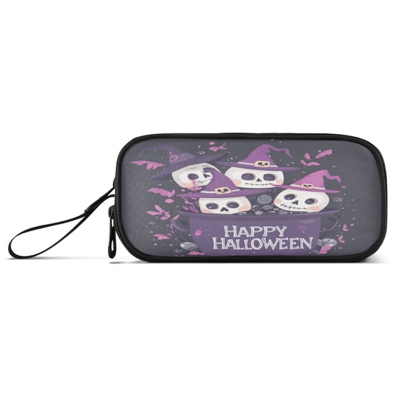 Pencil Pouch Big Capacity Pencil Pen Case with Zipper Simple Stationery Bag Office Organizer Flat Design Halloween Background