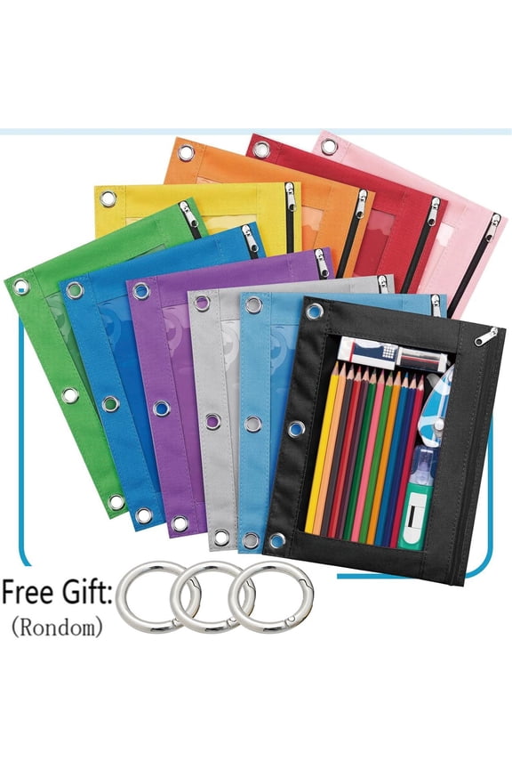 Pencil Pouch,Binder Pencil Pouch,Pencil Case,Pencil Pouch For 3 Ring Binder,Pencil Bag,Pencil Pouch 3 Ring,Zipper Pencil Pouches Case Bag(Sky Blue Free Gift:3pcs Round Buckle)from ANMUYUM