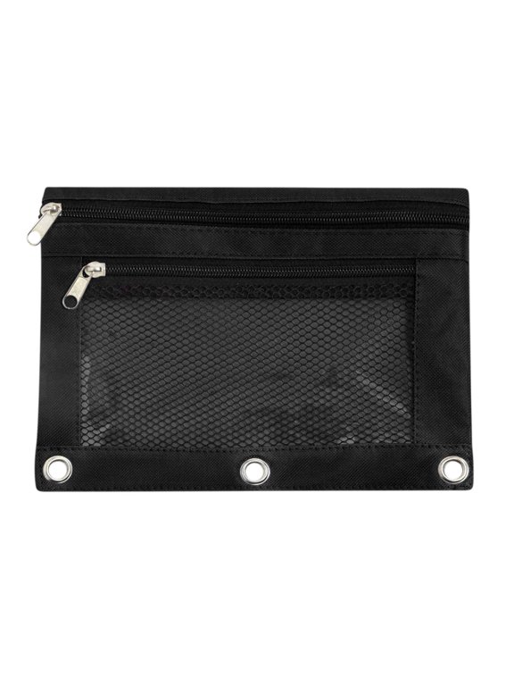 Pencil Pouch,Binder Pencil Pouch,Pencil Case,Pencil Pouch For 3 Ring Binder,Pencil Bag,Pencil Pouch 3 Ring,Zipper Pencil Pouches Case Binder Cosmetic Bag(Black 9.8*7.5in)from ANMUYUM