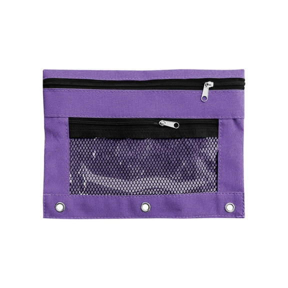 Pencil Pouch for Binder, Tyeign Three Hole Pencil Case Cloth Pencil Case Mesh Pencil Case And Three Hole Document Organizer Cute Pencil Case Pencil Case Big Pen Bag Pencil Case Small Purple