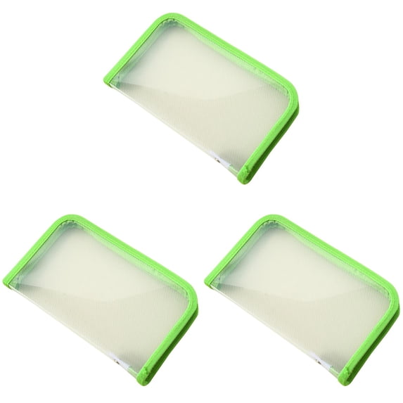 Pencil Pouch - Canvas Pen Bag - Zippered Stationery Organizer - 3-Pack - Green