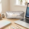 thumbnail image 1 of Pencil Pouch, Cute Bow Design Silver Pen Case Makeup Brush Bag Organizer, Multifunctional Zipper Pouch Stationery Storage Bag Holder, Pencil Case for Little Ones Teenagers Home Office Daily Use, 1 of 7