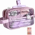 thumbnail image 1 of Pencil Pouch Kawaii Cute Adorable Cartoon Transparent 5-Layer Pencil Case Pencil Holder Pencil Bag - High Capacity, Waterproof (Beige), 1 of 6