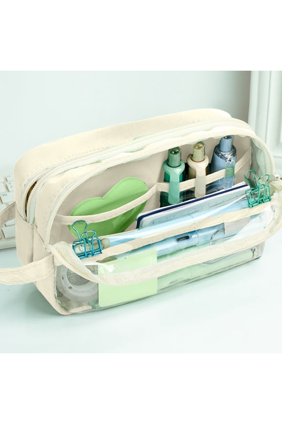 Pencil Pouch | Large Capacity Organizer | Double Zipper, Multiple Compartment Storage, Makeup Bag, High-Quality Durable Material | Multicolor | 20 x 12 x 8 cm