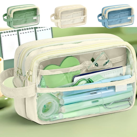 Pencil Pouch | Large Capacity Organizer | Double Zipper, Multiple Compartment Storage, Makeup Bag, High-Quality Durable Material | Multicolor | 20 x 12 x 8 cm
