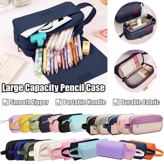 Pencil Pouch, Large Capacity Pencil Case, Pencil Bag, Daily Essentials Organizer, Structured Storage Bag for Home Office, University, and Back to College, AKLJWH - #09 Purple-1PC