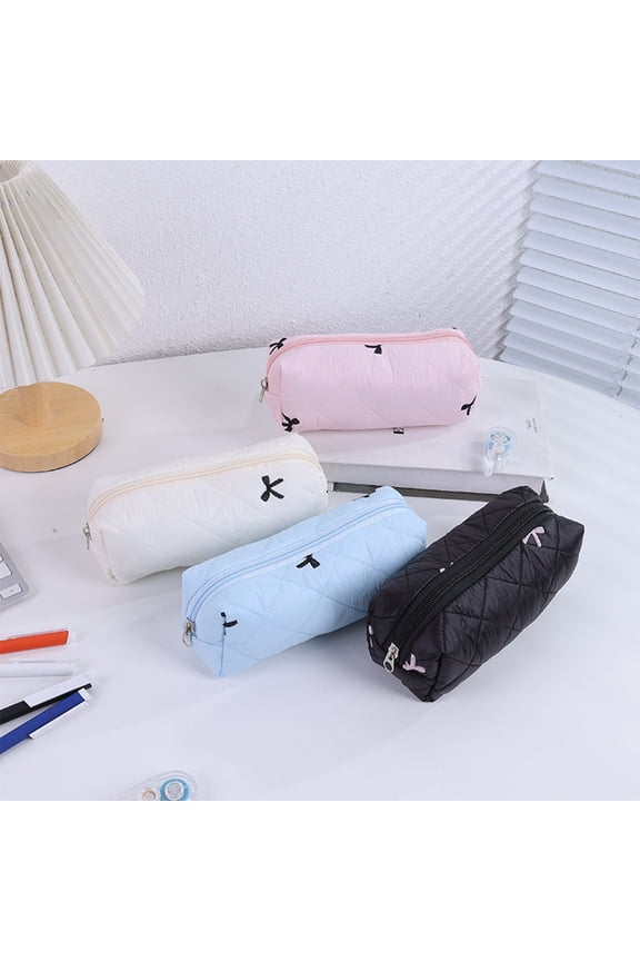 Pencil Pouch,Lightweight Zipper Fabric Stationery Carrier With Compact Portable Layout for Classroom Pen Storage,Daily Cosmetic Arrangement and Outdoor Travel Small Sundry Organizer for Teen(Beige)