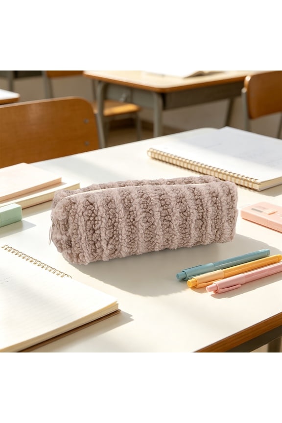 Pencil Pouch,Lightweight Zipper Fabric Stationery Carrier With Compact Portable Layout for Classroom Pen Storage,Daily Cosmetic Arrangement and Outdoor Travel Small Sundry Organizer for Teen(Brown)