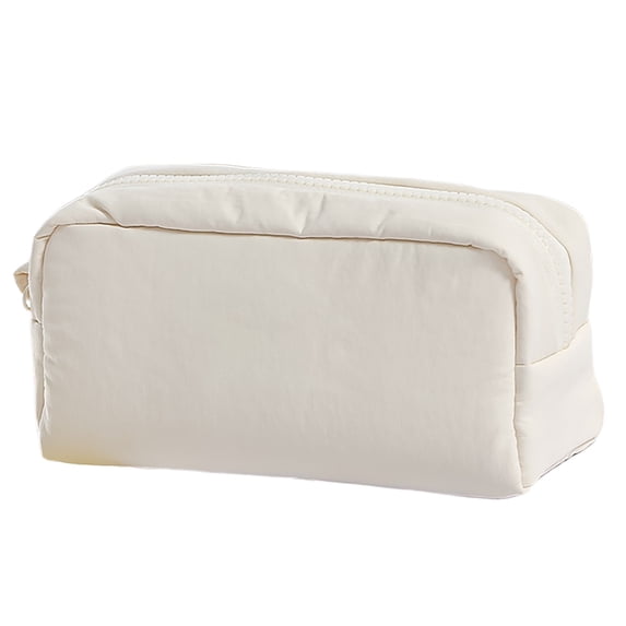 Pencil Pouch,Solid Color Simple Design Zippered Portable Everyday Storage Organizer Case for Home Office Commuting,Beige