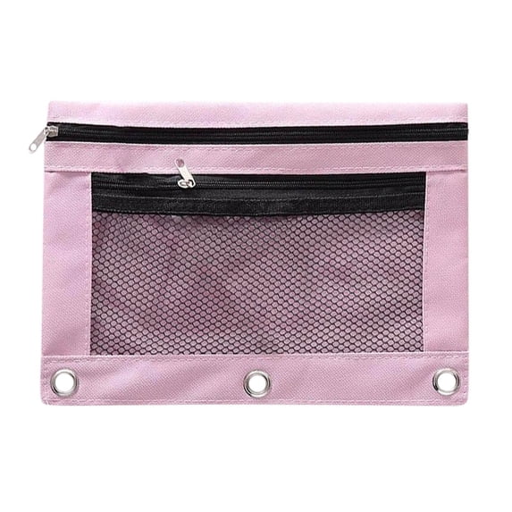 Pencil Pouch for 3 Ring Binder - Dual Zipper Compartments, Clear View Window, Educational & Office Organization, Cloth Binder Insert Case, topliu