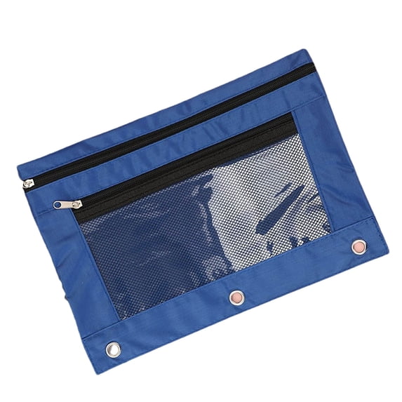 Pencil Pouch for 3 Ring Binder, Fabric Pouch with 2 Pockets,Bags with Zipper and Reinforced Grommets, Pencil Cases for Binder