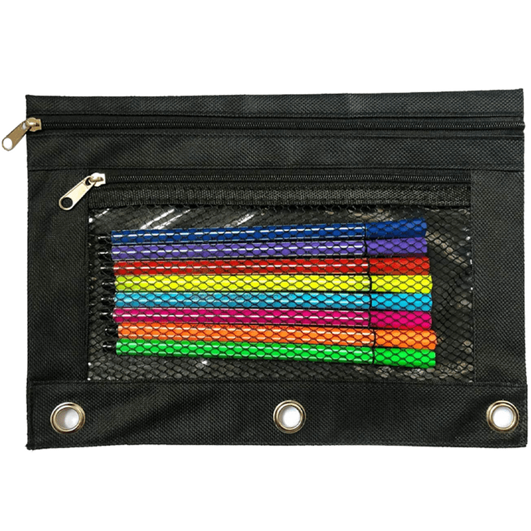 Pencil Pouches, Bulk Pencil Pouch in black for Storing School Supplies,  Writing Utensils, and More, Cloth Zipper Pouches for 3 Ring Binders