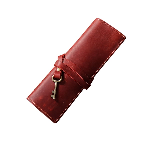 Leather Pencil Wrap Bag Handmade Pen Bag Multi-functional Pencil Roll Bag Pen Holder Case for Student Artists Writers