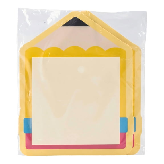 Pencil Shape Sticky Notes 30 Sheets, 2 count, 3.93 x 5 x 0.07 in, Teacher Appreciation Gift