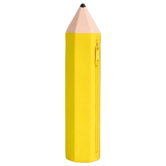 Pencil Shaped Case, Cute Pencil Shaped Storage Bag with Side Zipper, Soft and Durable Pen Case for study, Art Supplies, and Stationery Organizer, Fun Novelty Gift for Students, Yellow