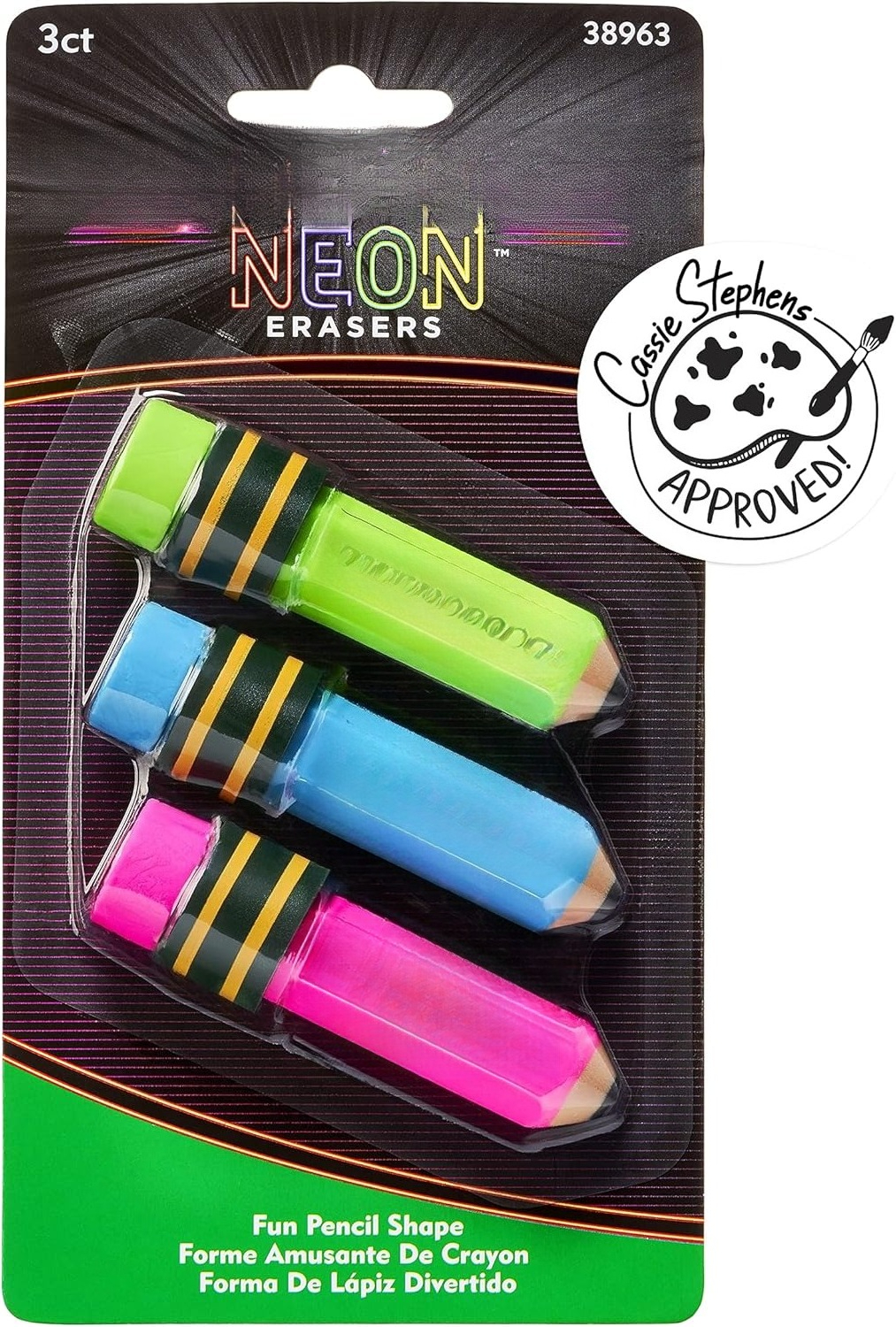 Pencil Shaped Erasers, Neon Colors - Walmart.com