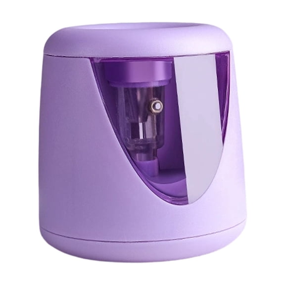 Pencil Sharpener, Automatic Electric Sharpener, Helical Blade Sharpener for Standard & Colored Pencils, Battery Operated, Purple, 3.35x2.95x2.95 inch