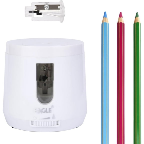 Pencil Sharpener-Battery/USB Operated, Electric Sharpener with High Capacity, Auto Stop Function, Adjustable Pencil Points-Perfect for Standard Pencils(White)