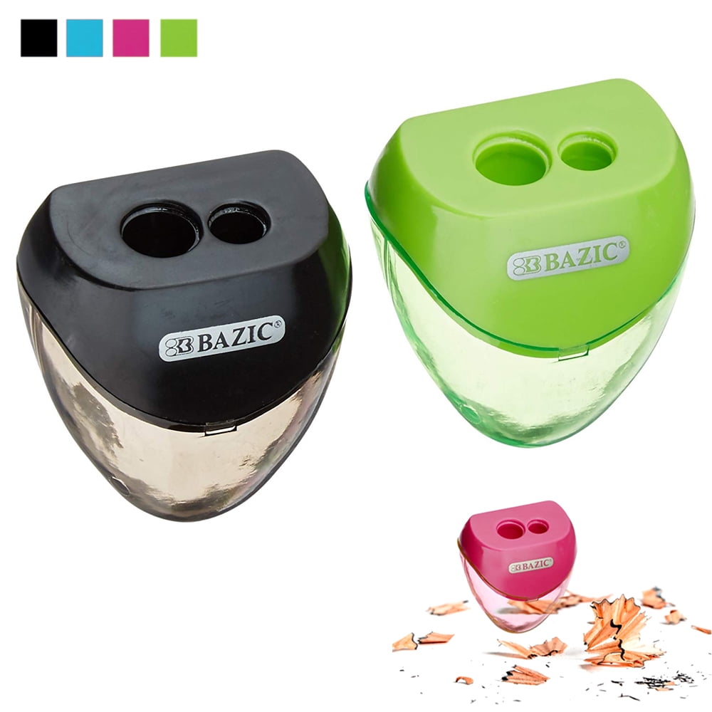 Pencil Sharpener Double Hole Cutter Office Art Kids and School Supplies 2 Colors Per Set